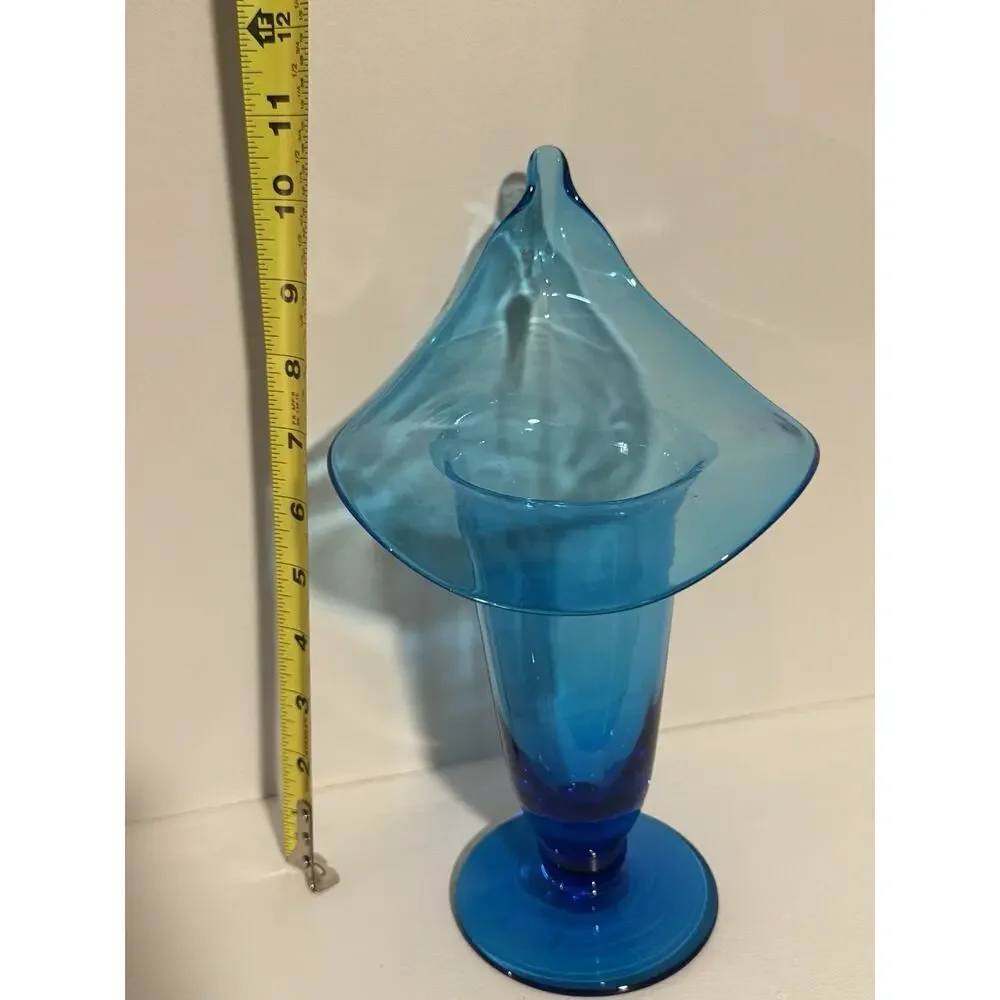 Vintage Art Deco Glass Vase Blue